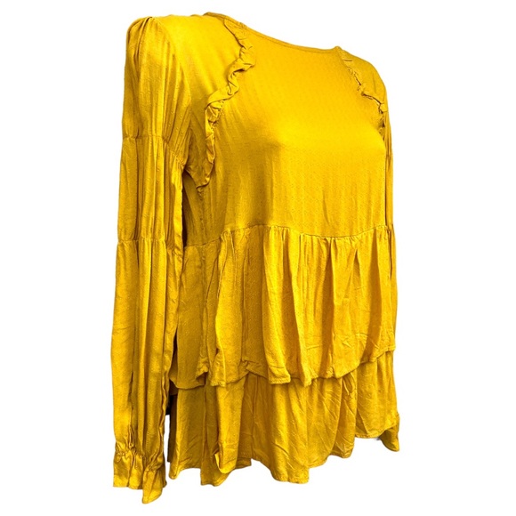 NWT Sz Small Yellow Boho Taylor & Sage Long Sleeve Top Blouse - Picture 3 of 6